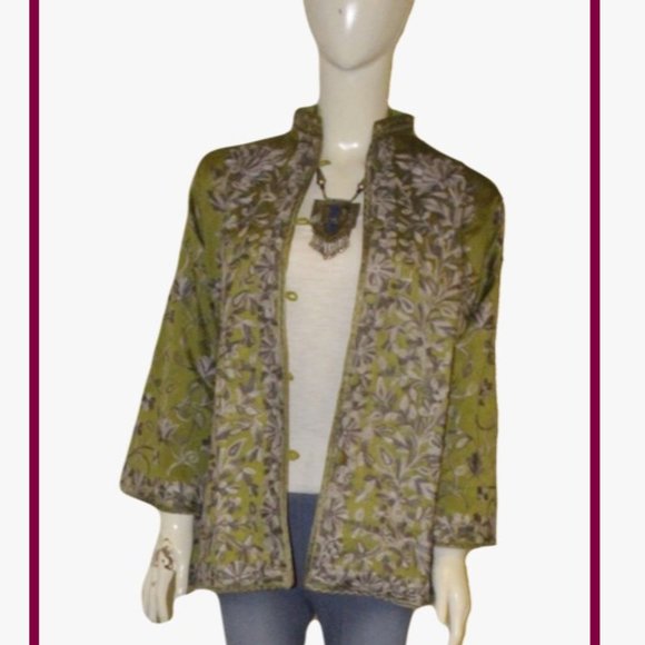 Henna Green Embroidered Jacket - Picture 1 of 5